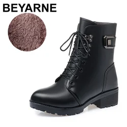 BEYARNE  Ankle Boots Women Winter New  Wool Warm Non-slip Ladies Boots Plus Size 41 42 43 Winter Snow Boots