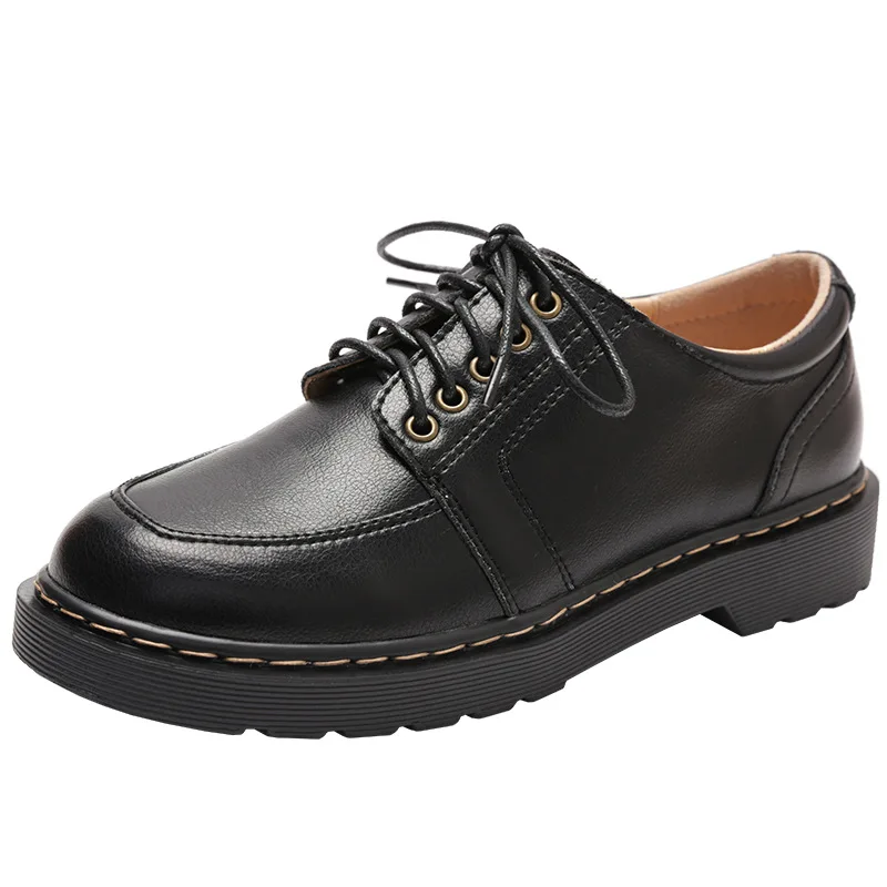 

Brown Lolita Shoes Women Black College Shoes Cow Mucsle Sole Oxfords British Style Work Shoes