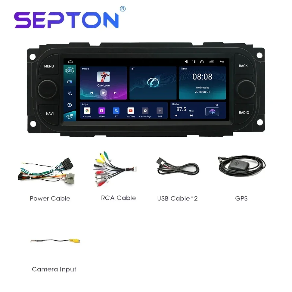 SEPTON Car Radio Stereo for JEEP Grand Cherokee Liberty Wrangler Chrysler 2002-2006 Car Screen Automovie Multimedia Android Auto