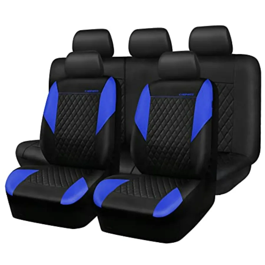 

Leather Seat Covers-Universal Quilting Car Seat Cover with 5mm Composite Sponge Inside Airbag Compatible Front and Rear Seat Co