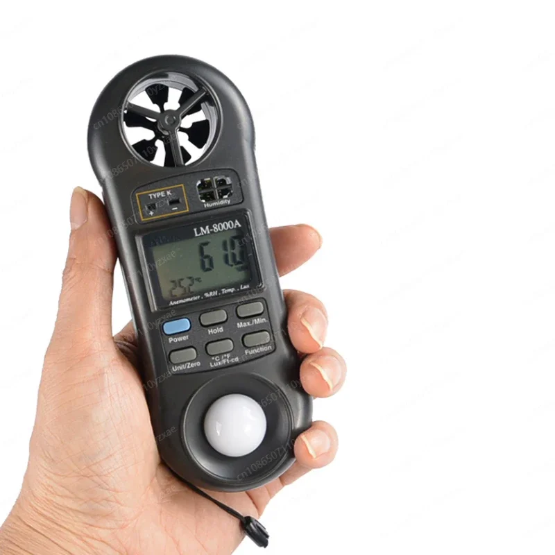 Portable 4-in-1 Digital Measuring Meter LM-8000A, Wind Speed Humidity Temperature Illuminance Detector