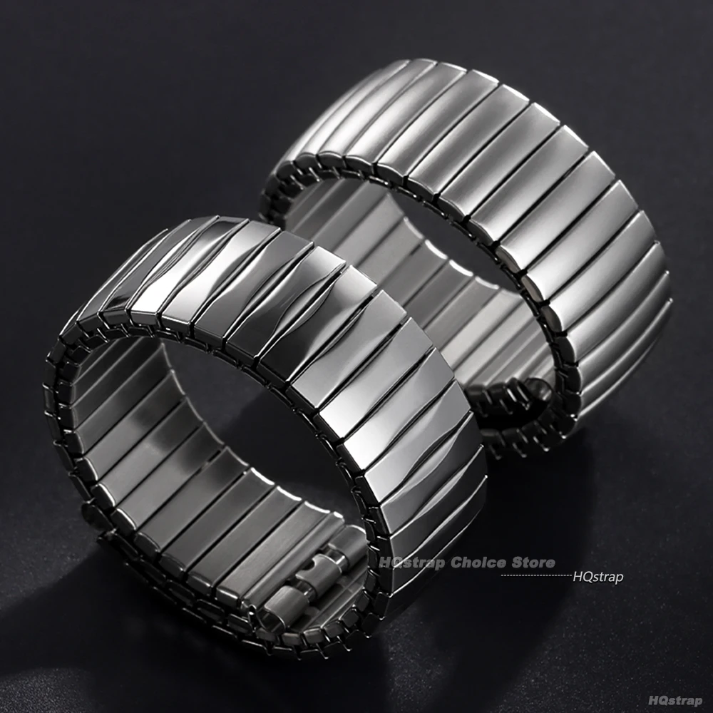 ステンレス鋼弾性ストレッチストラップ見本マットポリッシュバンド金属拡張ストラップリストバンド 17 ミリメートル 20 ミリメートル時計アクセサリー
