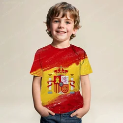 Summer Spain T Shirt Kids Men Boys Short Sleeve Top Tee Madrid Clothes Girls Gym Football Jersey Basketball Training Uniform