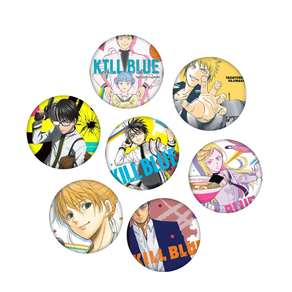 Anime Kill Blue Round Badge, Noren Mitsuoka Juzo Ogami 32/44/58mm Brooch Pin Backpack Fans Gift