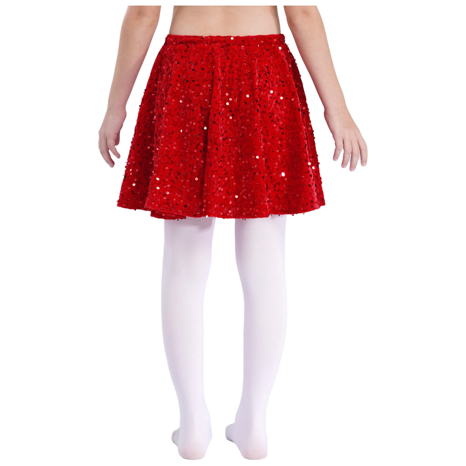 تنورة باليه للفتيات، تنورة مخملية متألقة بالترتر، تنانير مكشكشة بحزام مطاطي لأداء الرقص في حفلات عيد الميلاد