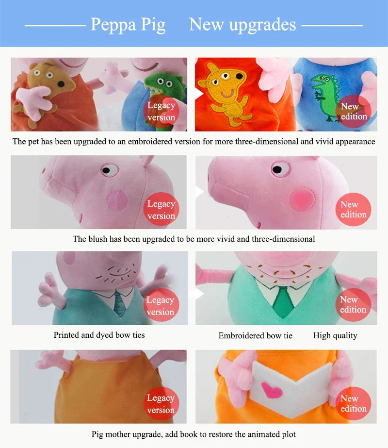 30 CM Peppa Pig Plüsch Puppe Schwein Vater Mutter Modell kinder Spielzeug Cartoon Nette Anime Figur George Kinder Weihnachten geschenke – Detail 5