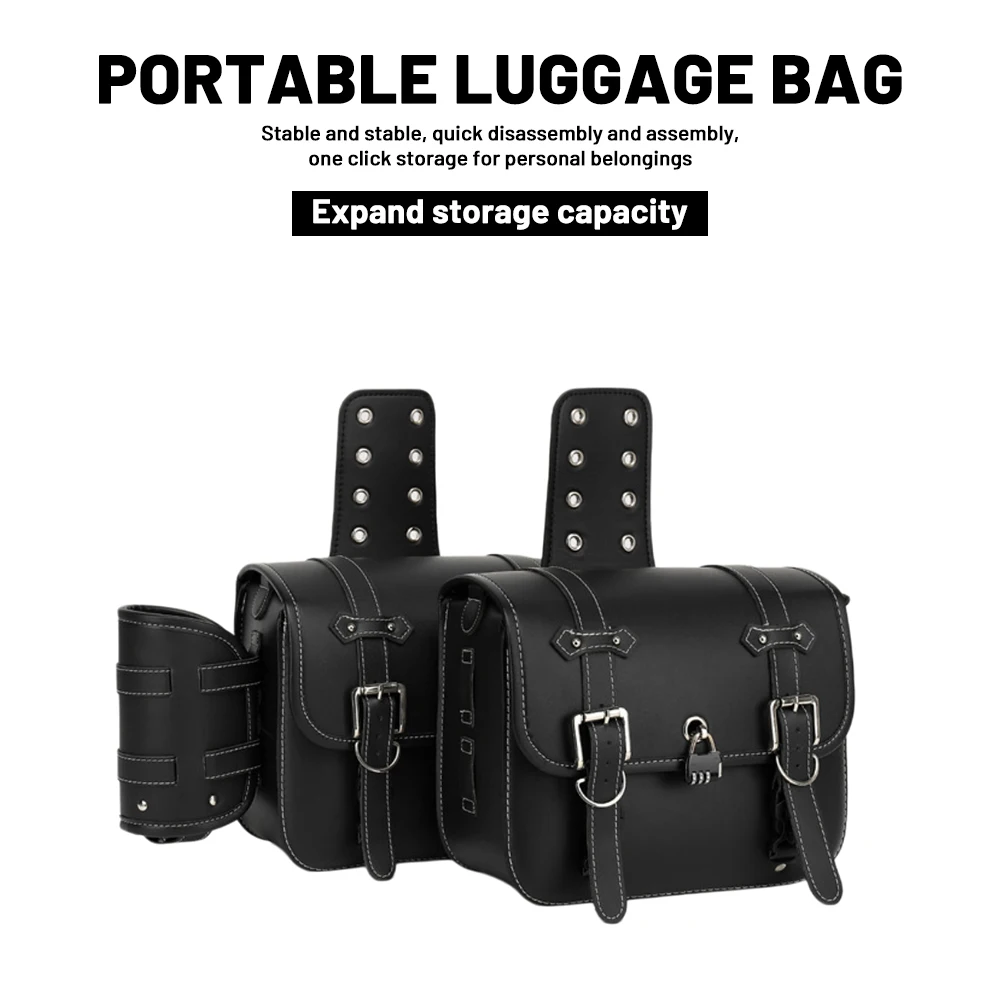 Motorcycle Side Saddle Bag Flip‑Top Buckle Closure For Daily Short Ride Personal Belongings Storage Spare Parts