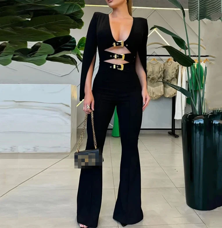 

Jumpsuit Woman Small Niche Design with Hollowed Out and Translucent Hot Girl Jumpsuit Gorgeous Socialite Style Casual Jumpsuit