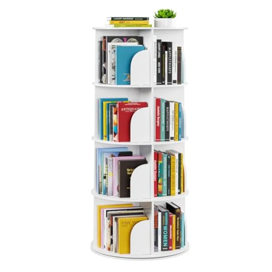 

SpaceAid 4 Tier Rotating Bookshelf Tower Spinning Bookcase Lazy Susan Revolving 360 Book Shelf Storage Round Carousel Vertical