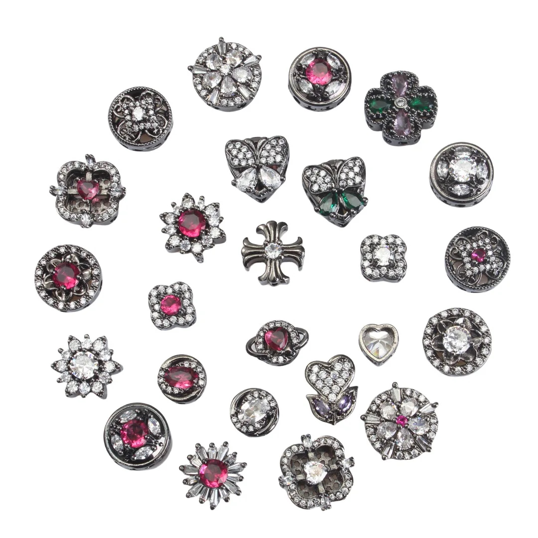10 Piece Copper Plated Gun Black Multi-pass Hollow Zirconium Bead Accessorie DIY Handmade Bracelet Necklace Jewelry Making Beads