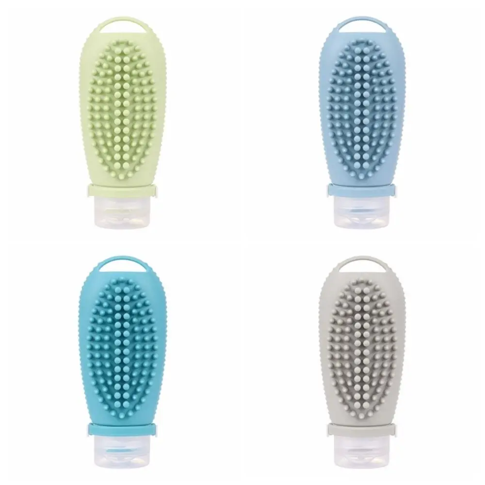 Travel-friendly Lotion Dispensing Bottle Leak Proof Soft Silicone Massage Brush Squeeze Tube Refillable Bottle