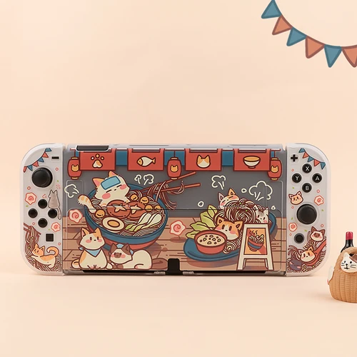 Funda Nintendo Switch OLED, Funda de gato Kawaii, carcasa protectora acoplable de PC dura para controlador de Nintendo Switch Joy-Con