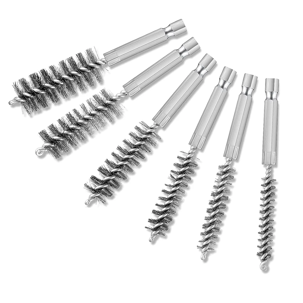 

6 Pieces of Drilling Brushes Twisted Wire Stainless Steel Cleaning Brushes of Different Sizes for Electric Drill Impact