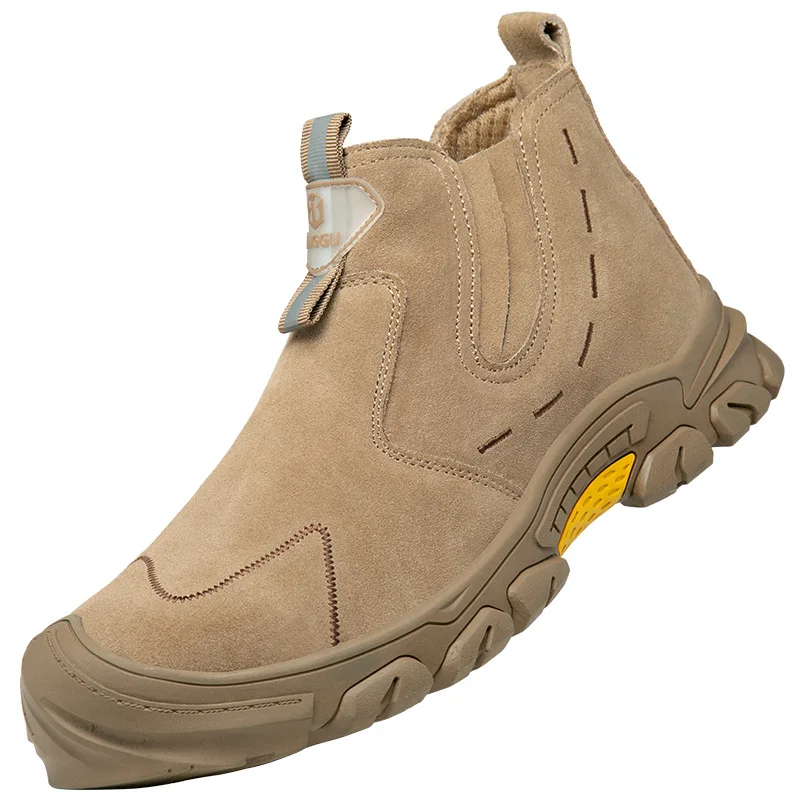 Men Summer Steel Toe Safety Shoes Anti Smash Puncture Proof Anti Scald Breathable Odor Resistant Slip Resistant Work Boots