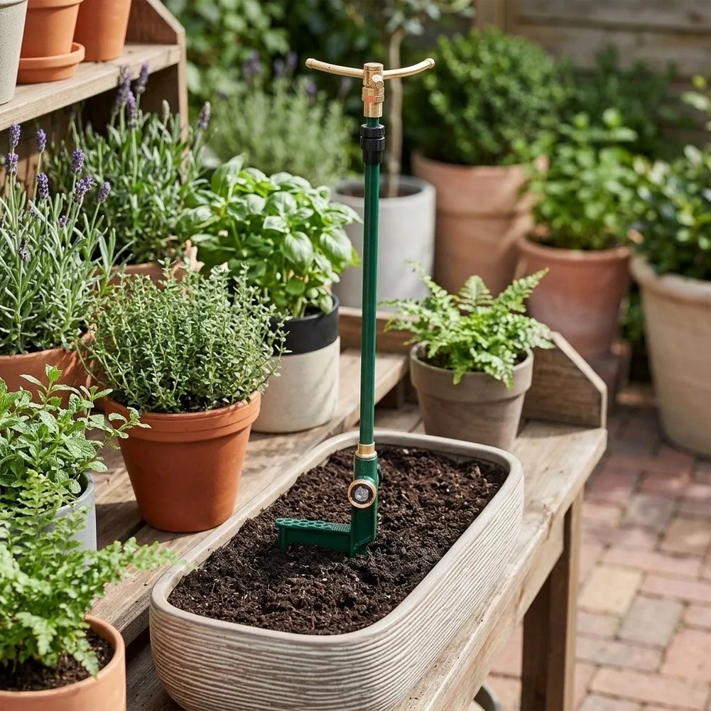 Aluminum 3 Arm Rotating Sprinkler High Rise Lawn Irrigation System Anti Leak Design For Outdoor Garden Plant Care Accessories