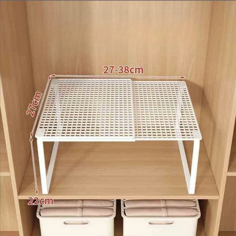 رف خزانة تلسكوبي قابل للتكديس، لوح مقسم لخزانة الملابس قابل للسحب وقابل للتعديل، منظم خزانة مقسمة بطبقات قابلة للتعديل #6