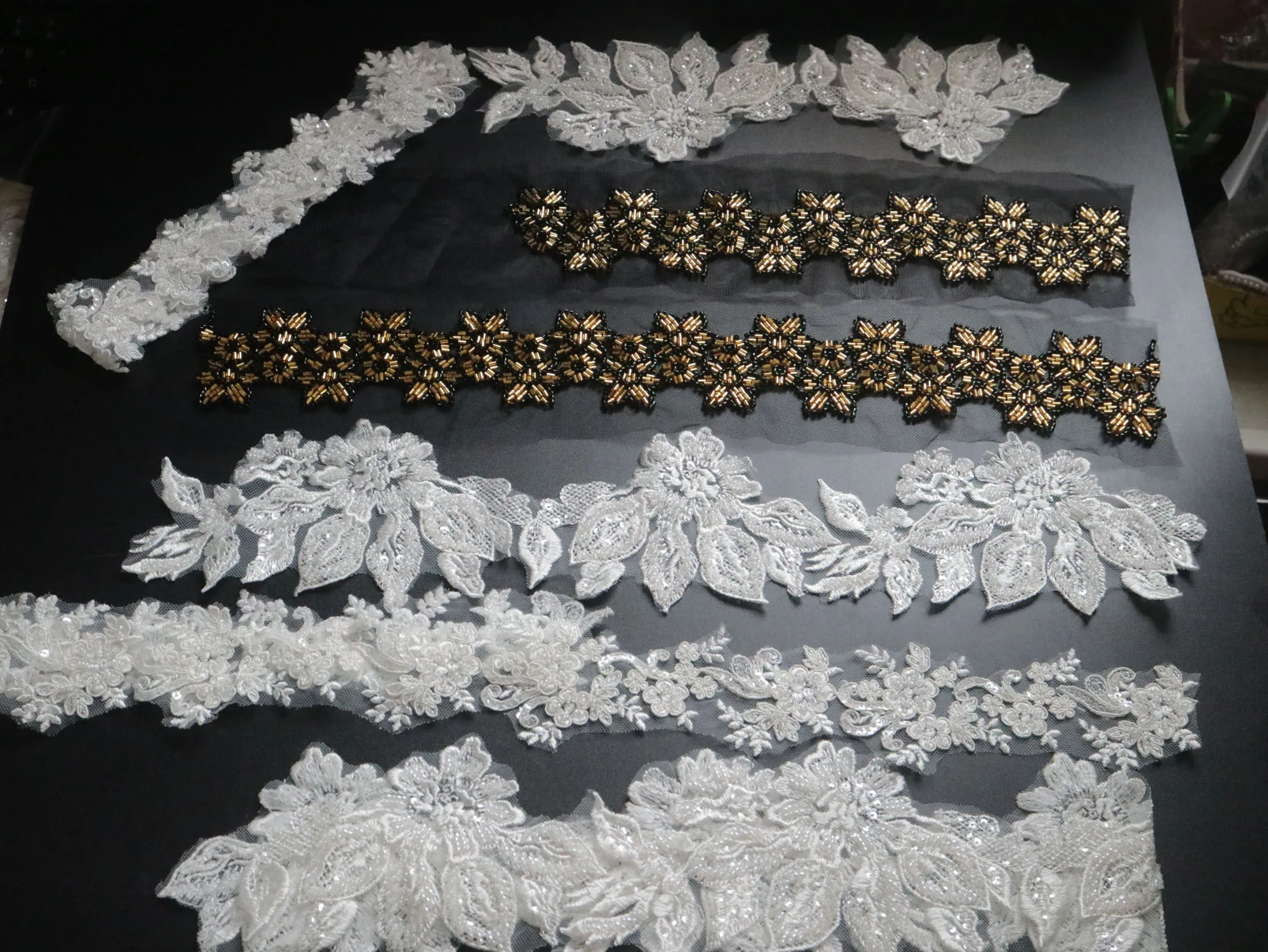 Clearance assorte beaded rhinestone lace trim for clothes sewing sequin  trimming ribbon  dresses DIY  accessories