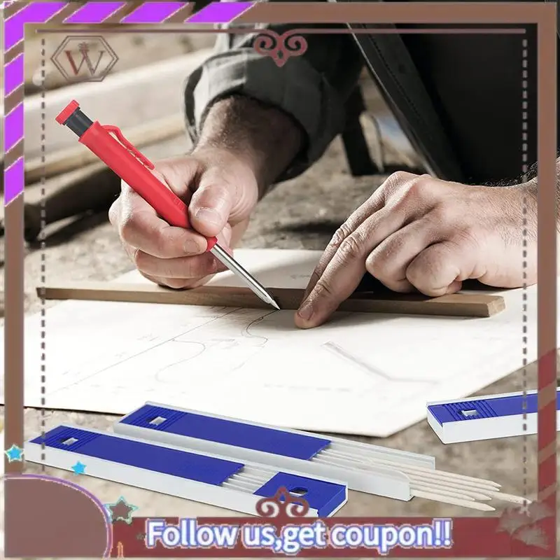أحدث 96 قطعة من أقلام الرصاص للنجار 2.8 مم باللون الأبيض والأقلام الرصاص الميكانيكية الصلبة