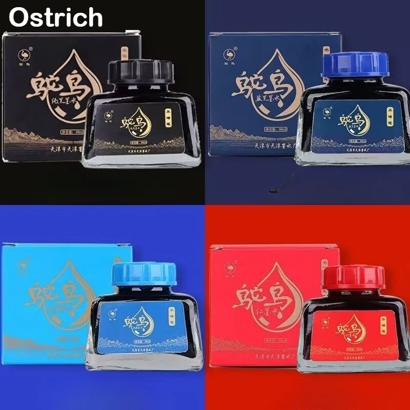 

Ostrich 48ml Fountain Pen Ink Non-carbon Cartridge Refill Calligraphy Dip Pen Ink Glass Bottled Office School Supply Stationery