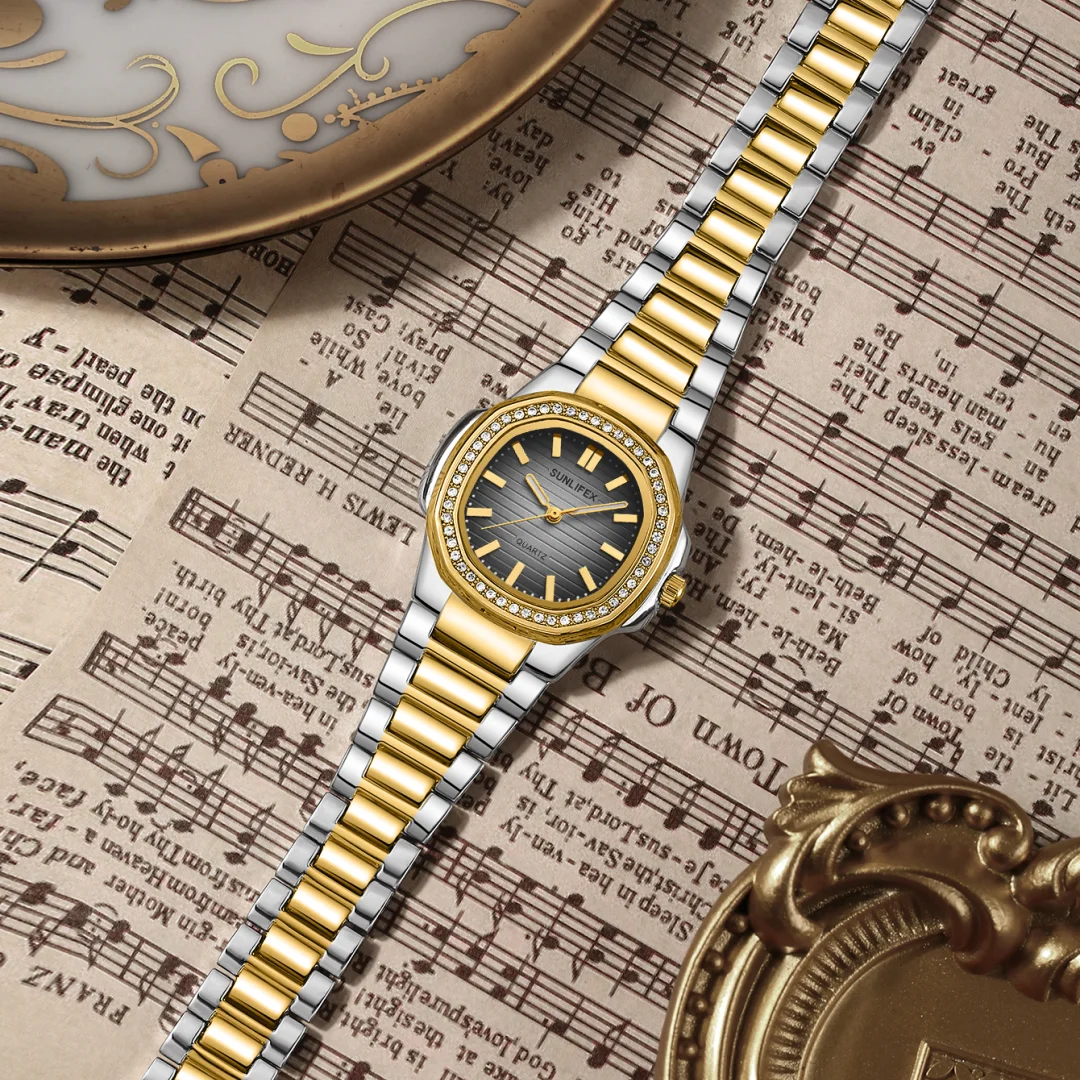 ساعة يد كوارتز نسائية مربعة الشكل للنساء مقاومة للماء بحزام من الفولاذ المقاوم للصدأ ساعات نسائية هدية للعشاق Reloj