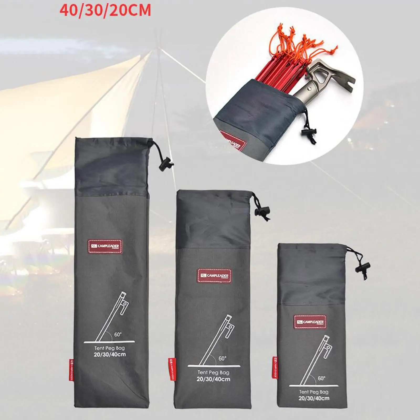 Tent Pegs Holder Case Waterproof Camping Hammer Organizer Pouch for Hiking Backpacking Accessories view 6