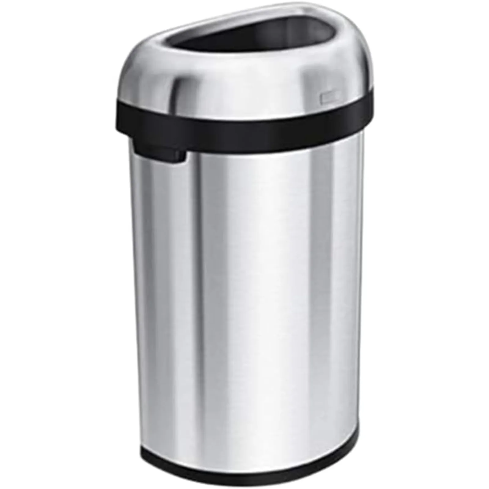 

US 60 Liter / 15.9 Gallon Large Semi-Round Open Top Trash Can Commercial Grade Heavy Gauge, Brushed Stainless Steel