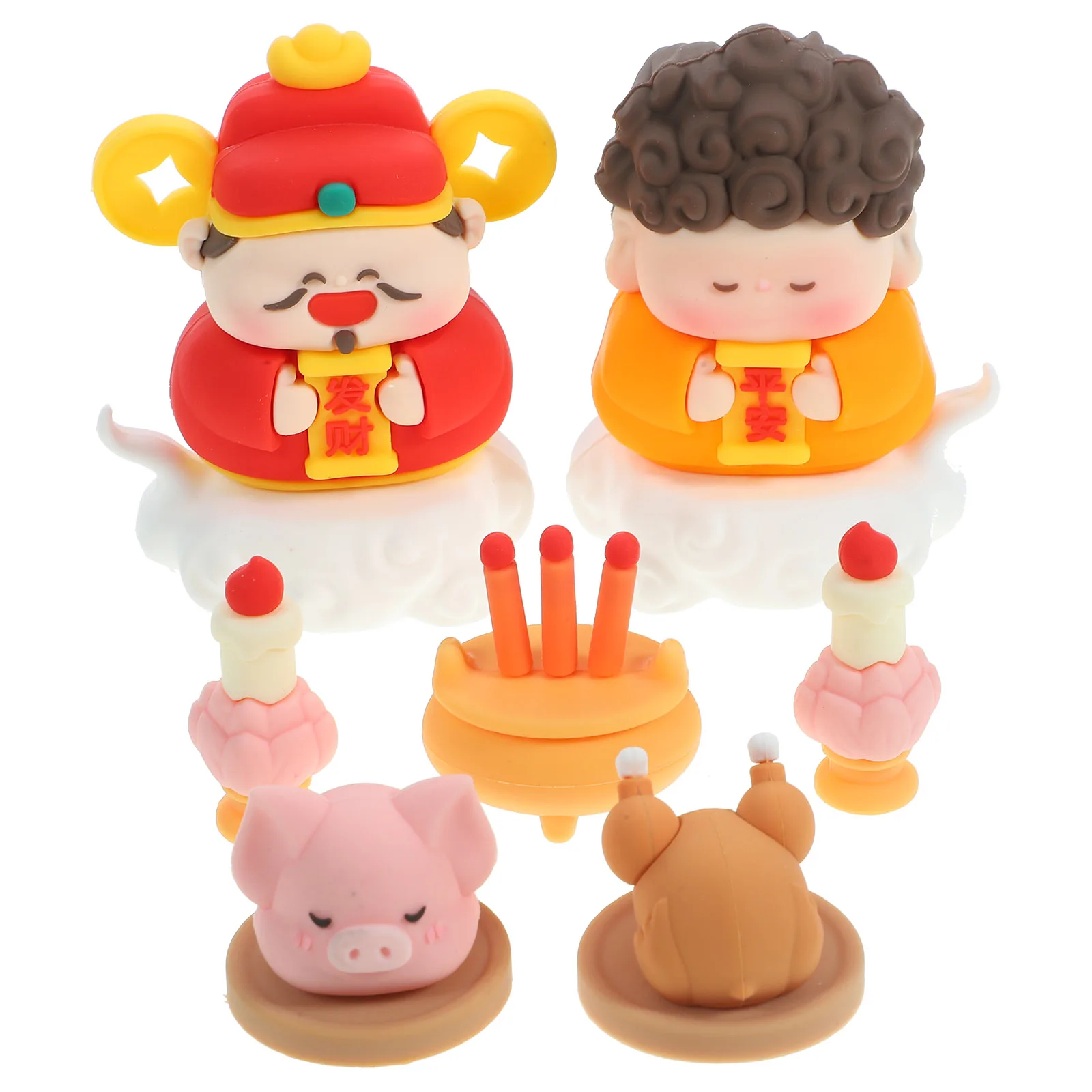 

1 set Soft Rubber Wealth God Tribute Desktop Sculptures Blessing Statues Prosperity Decor Office Home Fortune Chinese Ornament