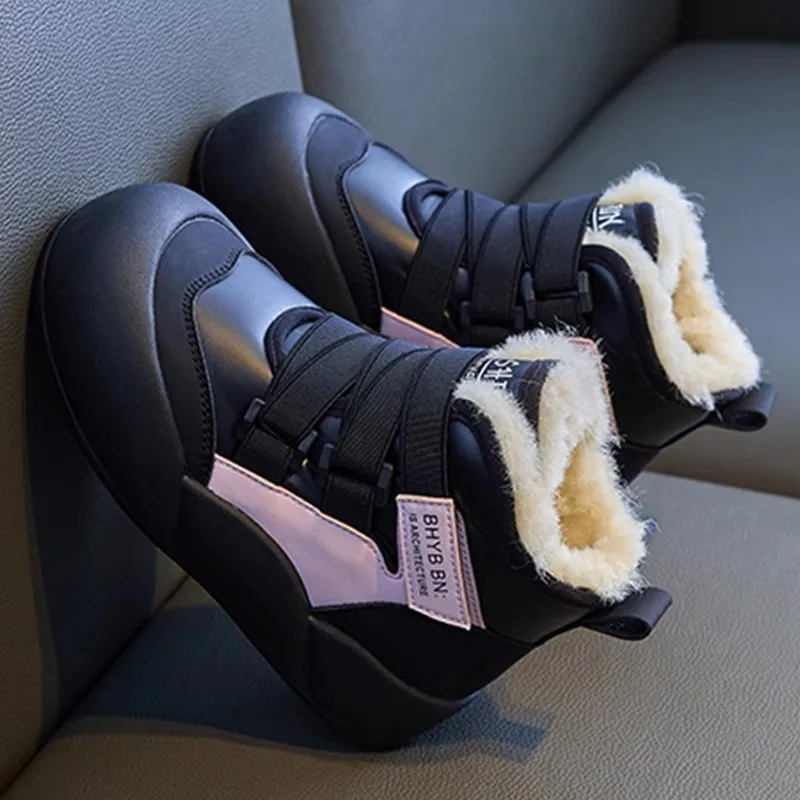 أحذية قطنية للبنات أحذية قطنية شتوية للأولاد مع بطانة سميكة وبطانة من الصوف أحذية أطفال أحذية كاحل للأطفال