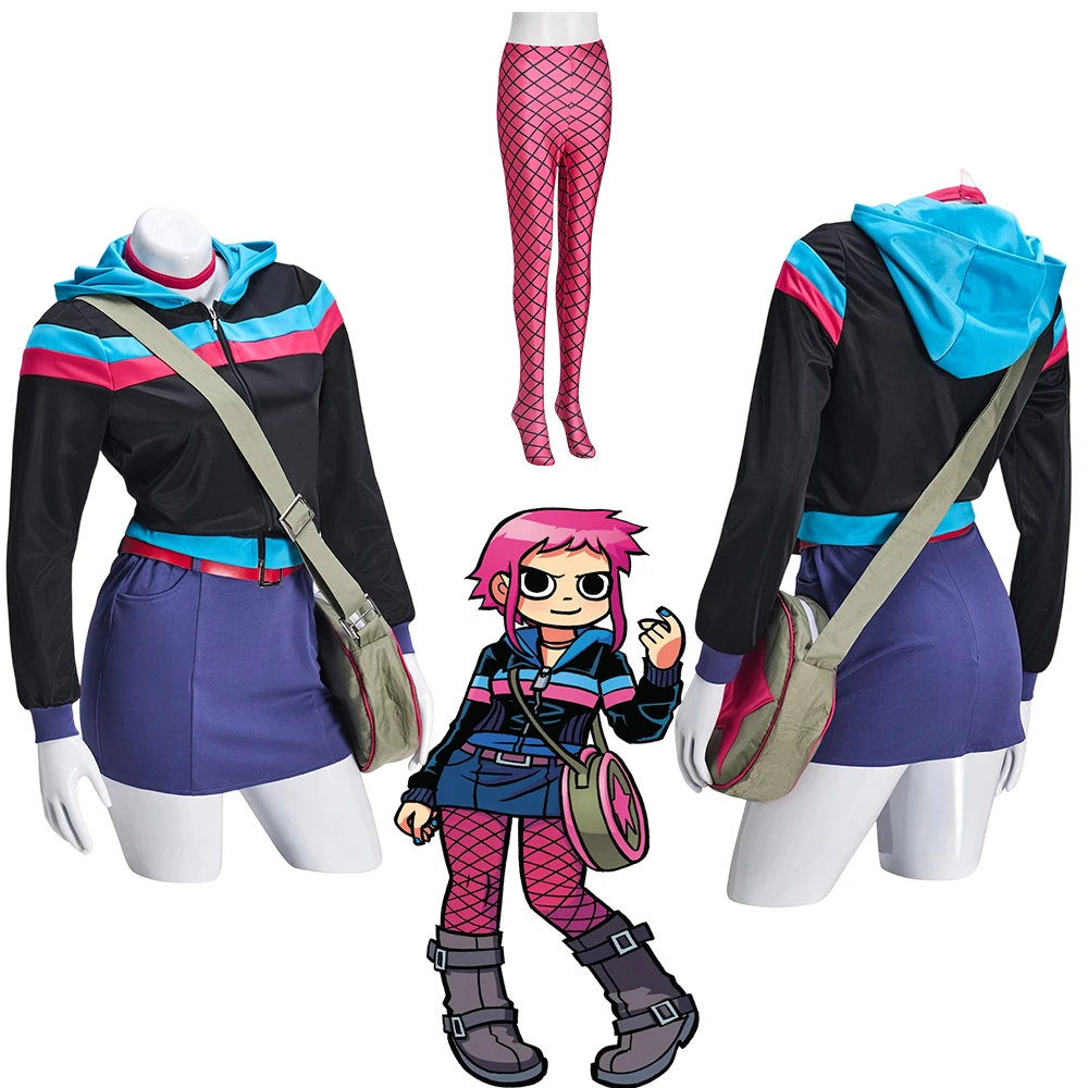 

Ramona Flowers Cosplay Anime Costume Sexy Women Disguise Ninja Delivery Uniform Skirts Suit Halloween Carnival Party Streetwear