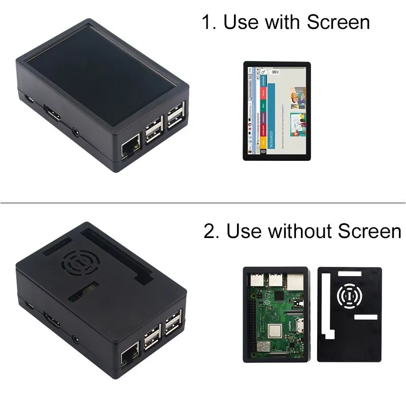 Newest Raspberry Pi 3 Model B Plus Case Plastic ABS Case Shell 5V Cooling Fan Compatible For Raspberry Pi 3/3+