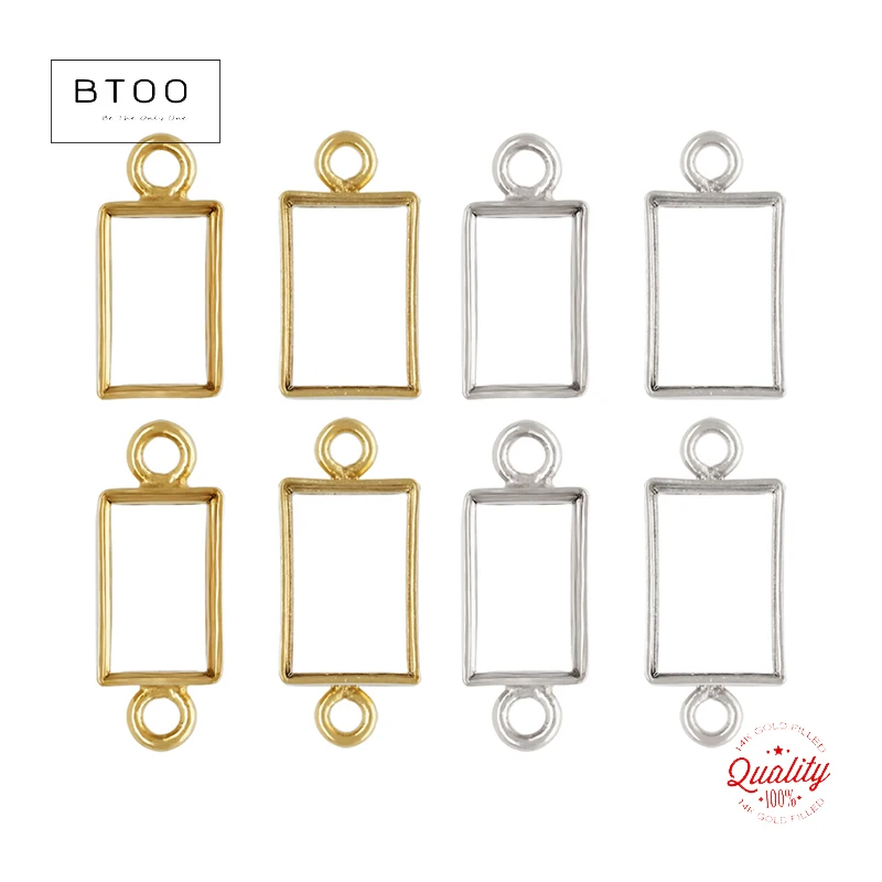 

14-каратное золото, прямоугольный ободок, чашка, прямоугольная пустая подвеска, установка для DIY жемчуга, циркона, ювелирные аксессуары, очаровательный разъем