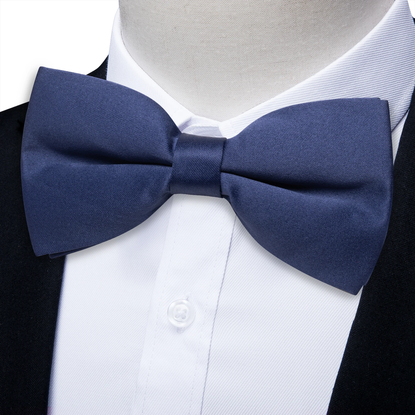 

High Quailty Solid Dark Blue Father and Son Bowtie Set Luxury Silk Bow Tie for Men and Boys Men's Accessories Dropshipping Gifts