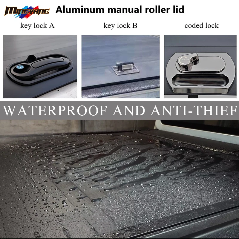 Capa universal para caminhão captador, tampa de rolo manual de liga de alumínio anti-ladrão, tampa tonneau