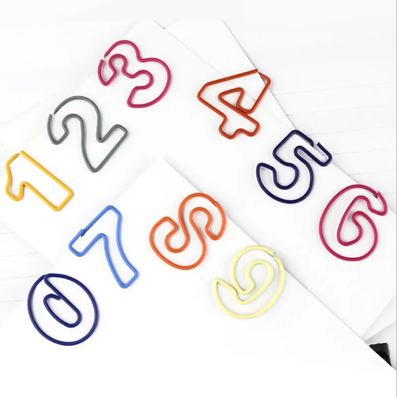 

10pcs/lot Colored Digital paper clip Simple student stationery Kids Children Bookmark Small Cute Office Supplies School Supplies