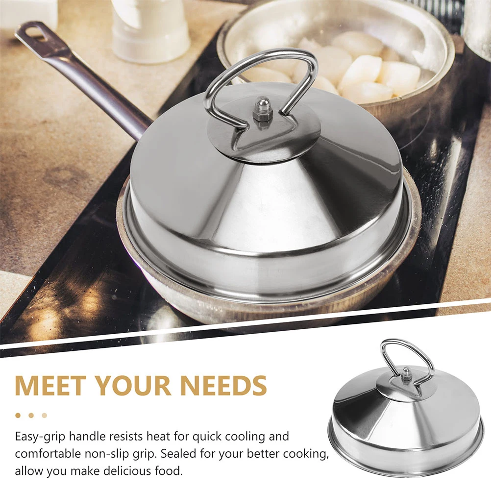 

Stainless Steel Steaming Cover Versatile Dome Lid for Pots Food Protector Kitchen Supply Heat Insulated Handle Practical Use