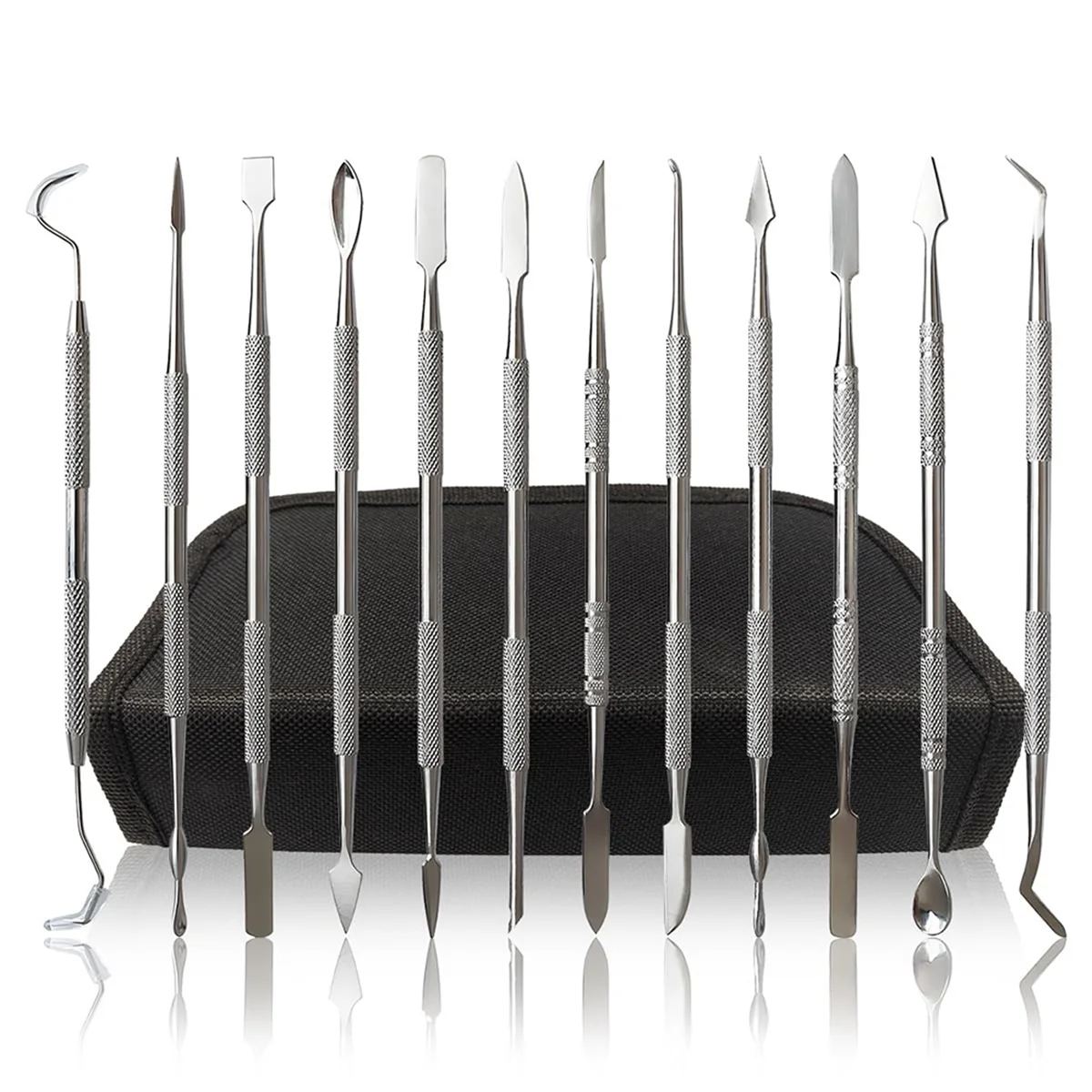 A79G 12-Piece Stainless Steel Wax Carving Tools Set, Waxing Instruments, Dual-Ended Sculpting Tools
