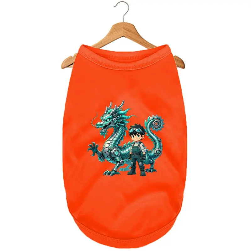 

Trendy Steampunk Dog Vest Cool Dragon Boy Print Summer