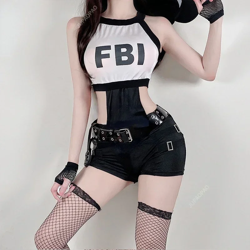 

Mature Policewoman Jumpsuit Halloween Costume Female Role-playing Party Game Performance Character Uniform Club DJ Costume