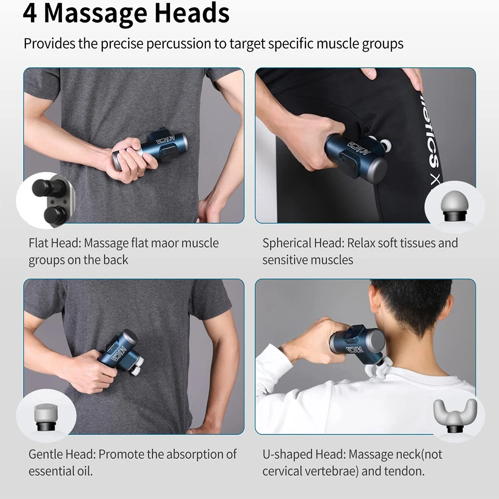 KICA 3 Double Head Massage Gun Electric Body Massager Professional Fitness Muscle Gun Deep High Frequency Percussion Massager