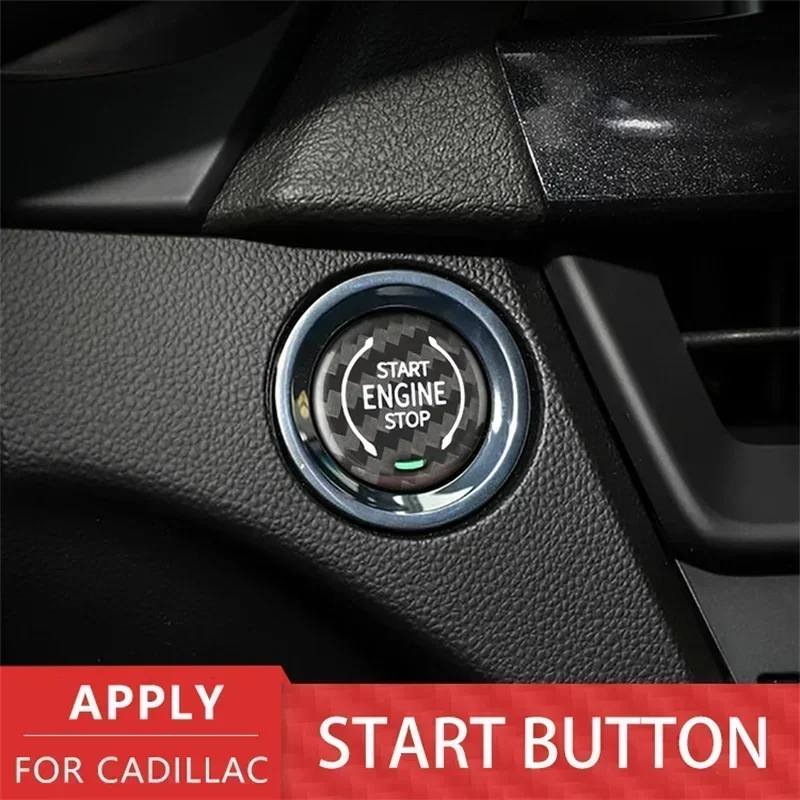 

For Cadillac XT4 2018 XT6 CT5 Real Dry Carbon Fiber Engine Start Stop Button Cover Sticker 2019-2020 Modification Interior