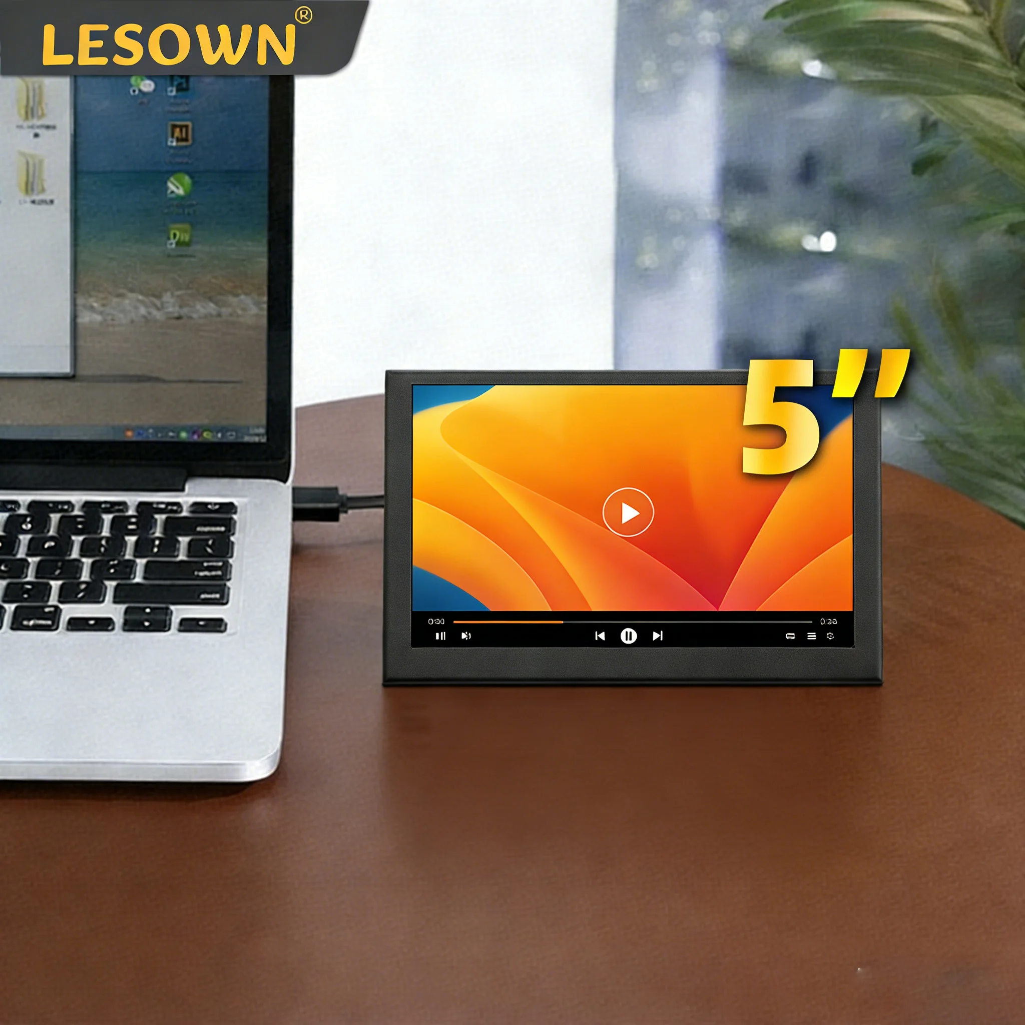 

Мини-монитор LESOWN 5'' 800x480 IPS, тонкий и компактный, с поддержкой Plug & Play, внешний монитор для ноутбука и ПК, воспроизведение видео.