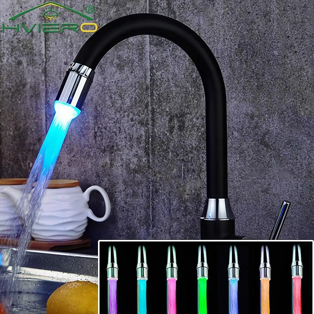 LED Faucet Streaming Lamp 7color Variable Light Shower Pressure Sensor Bathroom Temperature Kitchen Decoration Accessories Color