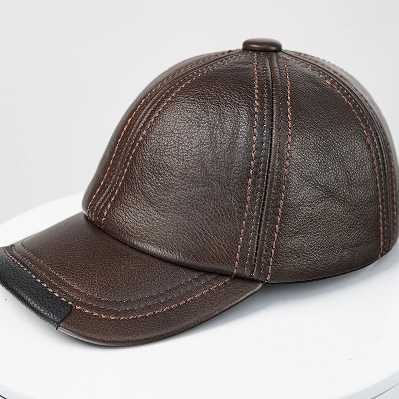 

Outdoor Men's Truck Driver Casual Leather Hat Baseball Leather Cowhide Hat Unisex
