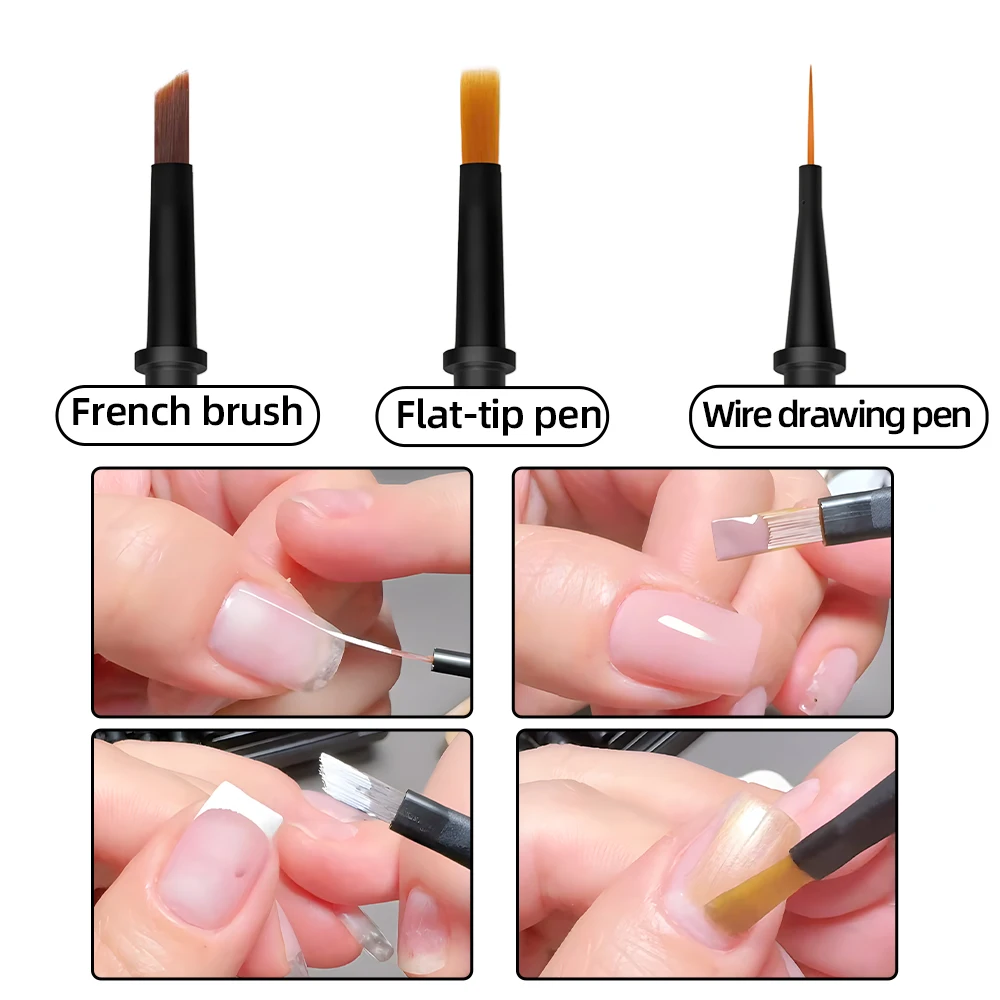 1 Set Manicure Replacement Penset Simple Press To Replace 12 Brush Heads Nylon Hair Drawing Pen Phototherapy Nail Brush Tool