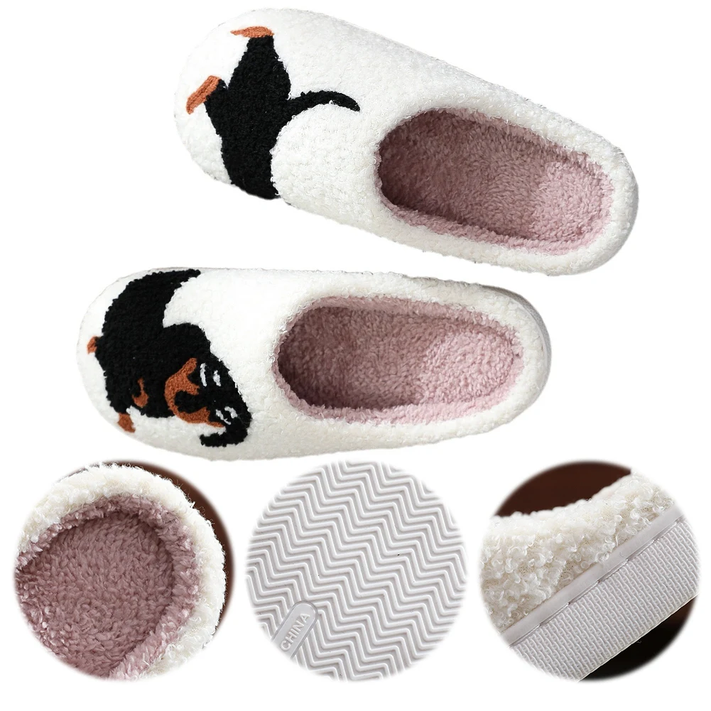 Plush Dachshund Slippers Flat Thermal Slippers Cute Fluffy Home Slippers Anti Slip Soft Furry Slipper for Outdoor Indoor Bedroom