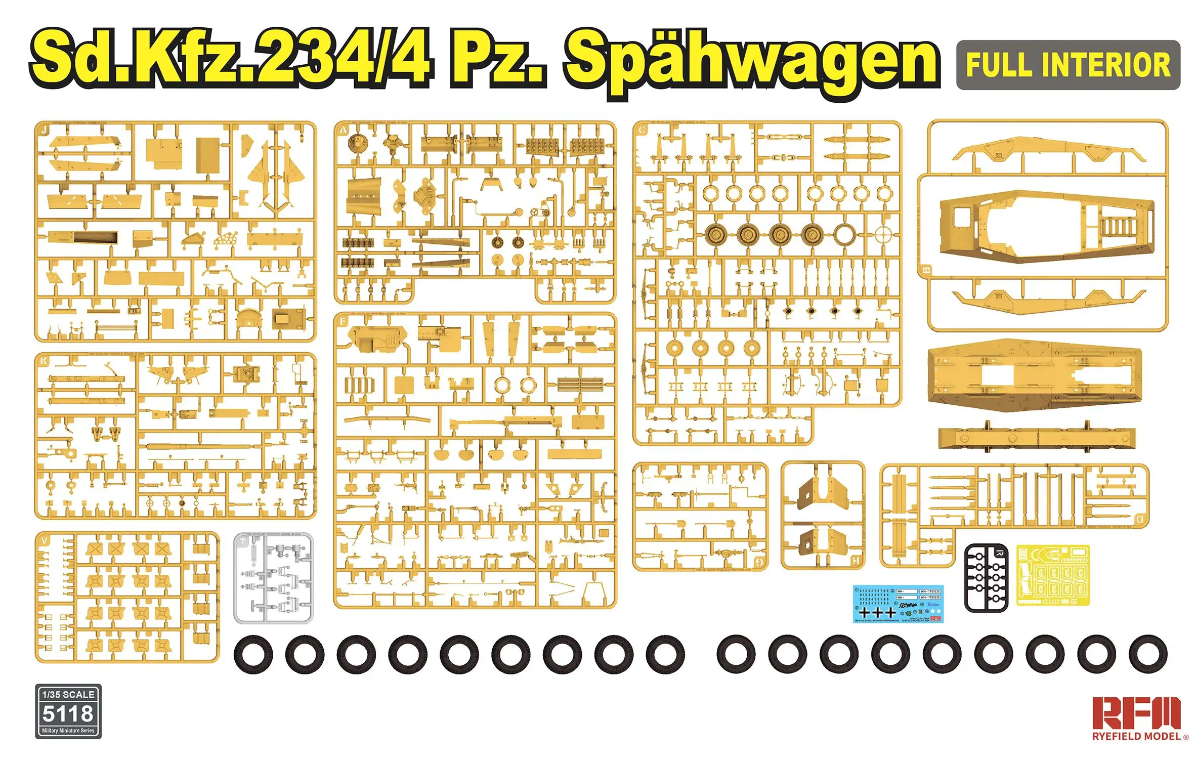 RYEFIELD 5118 1/35 Sd. Kfzi234/4 spahwagen Kit de modelos de Interior completo