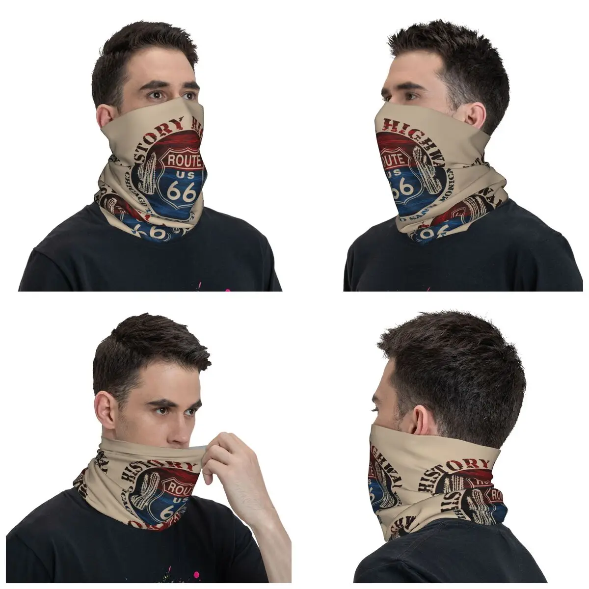 Route 66 The Great America Road Bandana Neck Gaiter Printed Balaclavas Magic Scarf Outdoor Sports Unisex Adult Breathable