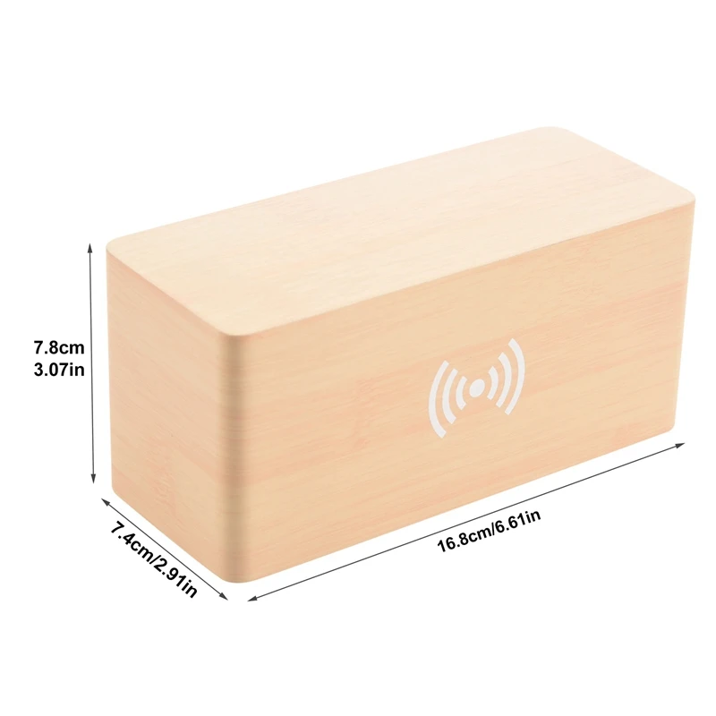 Houten Wekker Met Qi Draadloze Opladen Pad Compatibel Met Voor Iphone Samsung Hout Led Digitale Klok Geluid Controle Functio