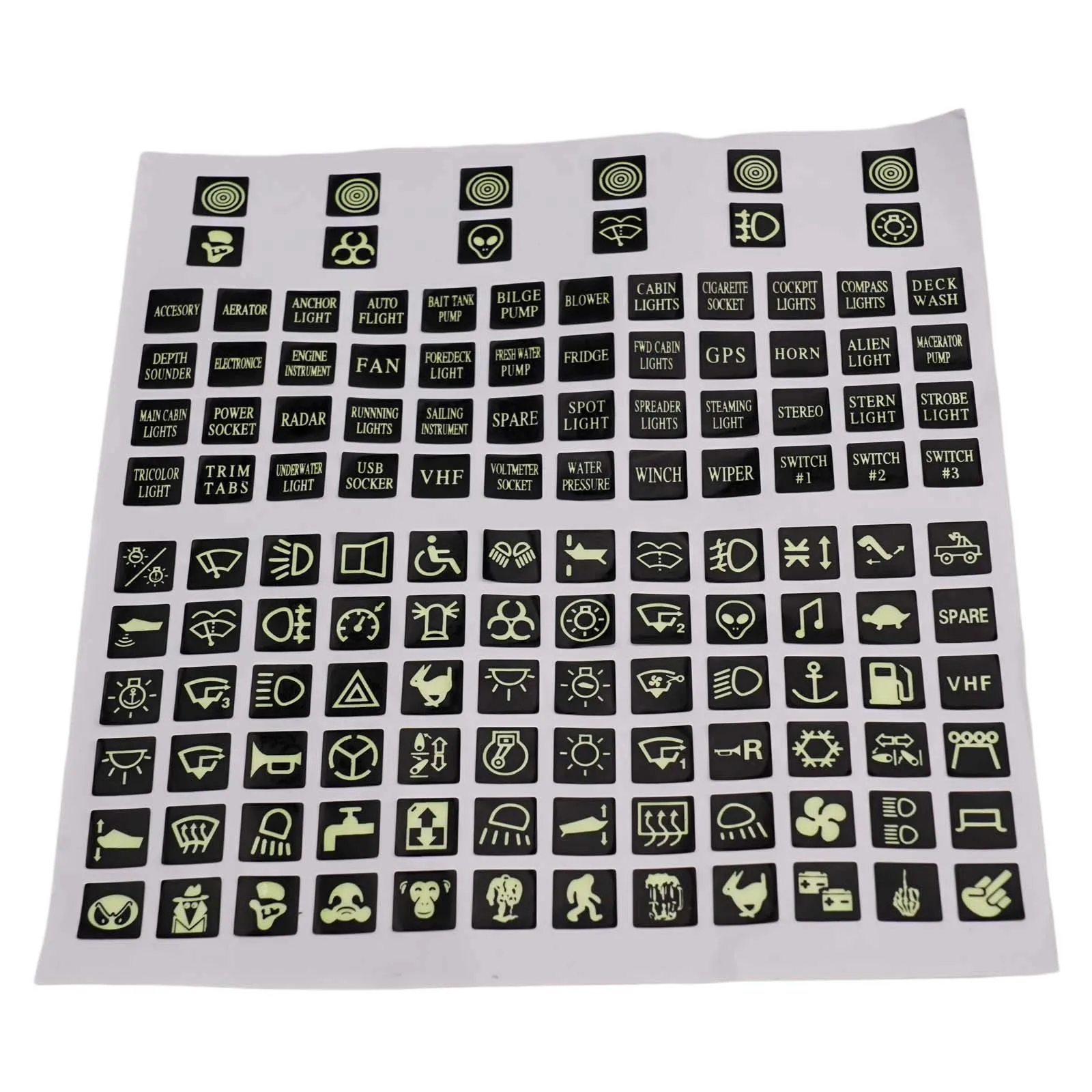 

120PCS Car Rocker Switch Labels Decal Circuit Panel Sticker Marine Boat Car Instrument Sticker Car Interior Replacement Decal