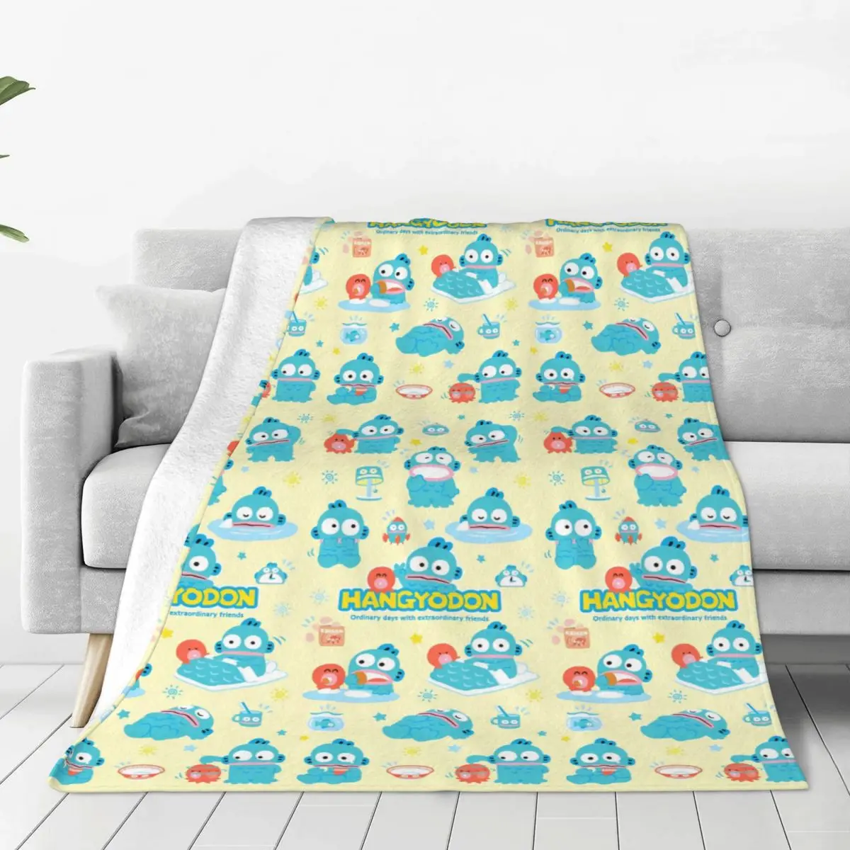 Hangyodon Sayuri Daily Life Plush Blanket Cute Kawaii Cartoon Awesome Throw Blanket for Bed Sofa Couch 125*100cm Bedspread